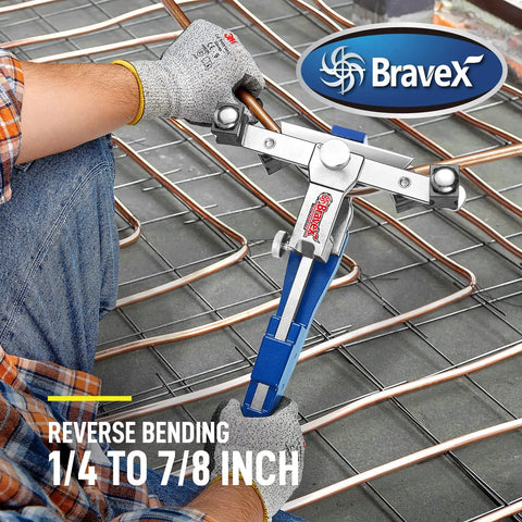 Heavy Duty Tube Bender Kit For HVAC And Auto Repair, One Quarter To Seven Eighths Inch Tube Bender With Forward And Reverse Bends in use