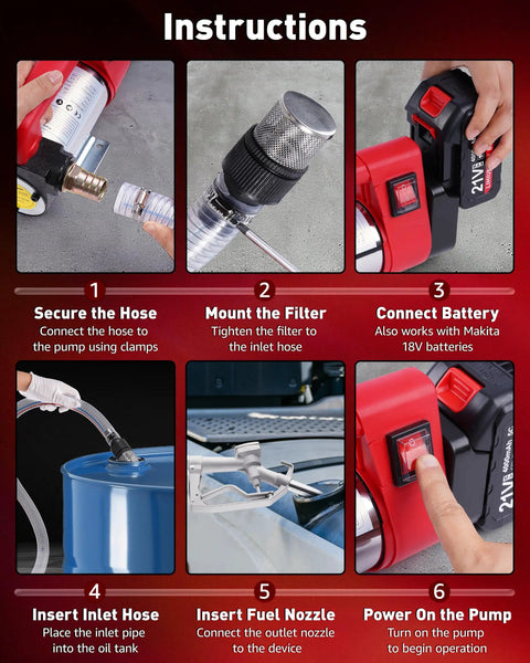 Cordless Fuel Transfer Pump For Diesel And Kerosene Portable Battery Operated Gasoline Dispenser With 18V Rechargeable Power Source Self Priming Liquid Hand Pump Tool For Farm Equipment And Tractors