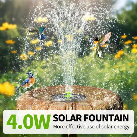 Dope Solar Bird Bath Fountain Pump With 8 Nozzles For Garden Pond And Pool, Eco Friendly Solar Water Feature with hummingbirds