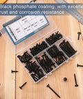 Black Wood Screws Set With 132 Piece Assortment Go To Woodworking Six Sizes In Phillips Drive 1022A Carbon Steel Truss Head Screws