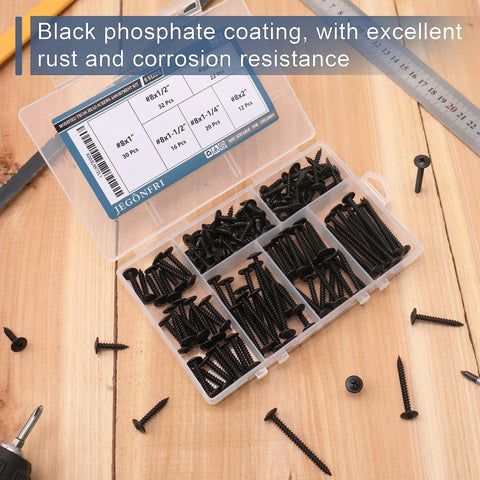 Black Wood Screws Set With 132 Piece Assortment Go To Woodworking Six Sizes In Phillips Drive 1022A Carbon Steel Truss Head Screws