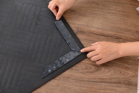 Applying Non Slip Rug Pads 12 Pack Gripper For Hardwood Floors Tile And Wood Under Rugs Carpet Tape Reusable Washable