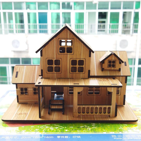 All Wood 3D Puzzle Kit For Adults And Teens, Dope Log Cabin Miniature House Build, DIY Wood Model With Laser Cut Pieces