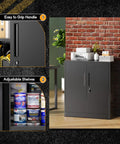 36 Inch Locking Metal Storage File Cabinet With Doors And Shelves For Office Home Gym School Kitchen Black The Workhorse