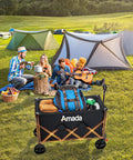Collapsible Wagon Cart Foldable Lightweight Utility Cart With Wheels For Grocery Camping Beach And Outdoor Sports in use at campsite