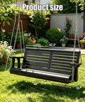 Heavy Duty Outdoor Patio Porch Swing 880 Lbs Capacity 4ft Wooden Hanging Bench with Adjustable Chains, Black Finish, Garden Setting