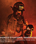 Firefighter using K2 Compact Thermal Imaging Camera With MSX And Multi Spectral Dynamic Imaging in smoke-filled environment