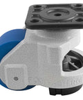 Leveling Caster With 90 Mm MC Nylon Wheel, Height Adjustable Foot Pad, Plate Mounted Swivel, Ivory Finish, Aluminum Frame