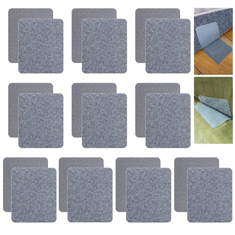 Non Slip Rug Gripper Pads For Hardwood Floors, Heavy Duty No Slip Carpet Tape Keeps Rugs Flat And In Place, 10 Pack Large Grey