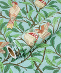 Hassle Free Peel And Stick Wallpaper Featuring Vintage Botanical Bird Graphics And Teal Green Pomegranate Vibes For Smooth Cabinet Wraps And Prepasted Removable Vinyl Rolls on a roll with bird and leaf patterns.
