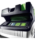 Close-up of Ct Midi I HEPA Bluetooth Dust Extractor With Auto Start And Touch Control Remote Ready showing control panel and vents.
