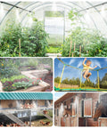 32 Foot Outdoor Misting Kit With Rustproof Nozzles Preassembled Seven Head Mister System Three Quarter Inch Adapter For Patio Chillin Greenhouse Pets And Chicken Coops Easy Maintenance And Cool Comfort in use in greenhouse, garden, trampoline, chicken coop, and stable.