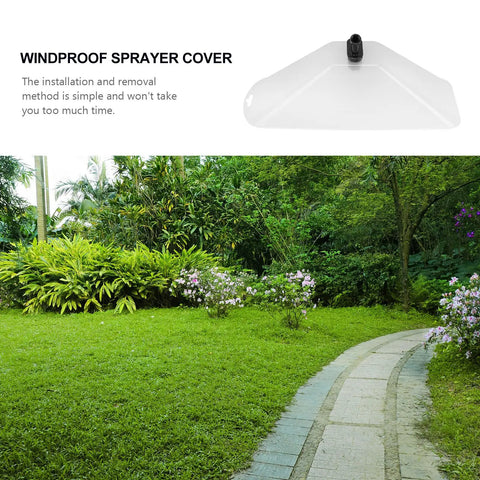 Horn Shape Sprayer Nozzle Windproof Cover Replacement Sprinkler Head for lawn care, shown on garden path.