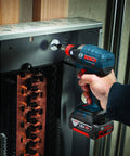 Person using 10-Pack 3 And A Half Inch Phillips No. 1 Impact Tough Screwdriving Bits for High Torque Applications on panel