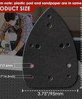 Heavy Duty Mouse Sander Replacement Pad With 30 Hook And Loop Sandpaper Sheets In 40 To 240 Grit showcasing product size dimensions.