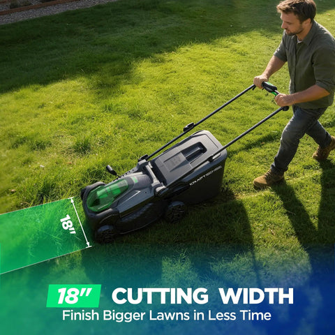 18 Inch Cordless Lawn Mower With 40V Self Propelled Power, 2x5.0Ah Batteries And Charger, Brushless Motor, 2 In 1 Mulching And Bagging, 6 Position Height Adjustment, Built For Small To Medium Yards, Gas Like Power Without The Fumes, 18-inch cutting width