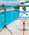 Portable Outdoor Patio Misting System With 15L Water Bucket, 5.3 Ft Adjustable Height Standing Mister by poolside.