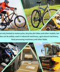 Heavy Duty 420 Chain Master Link With Quiet Roller Design For Smooth Motorcycle And Dirt Bike Drivetrains shown in diverse uses on bikes and machinery.