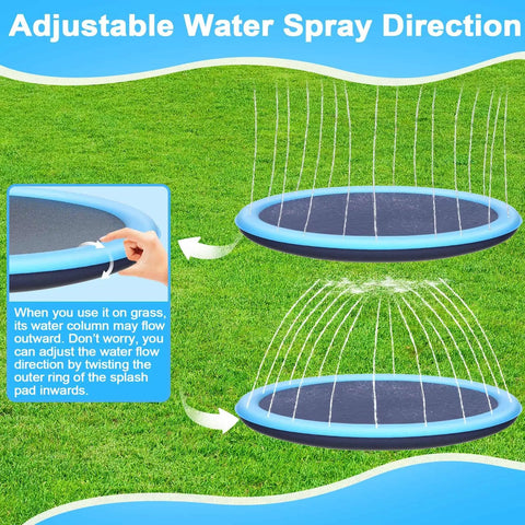 Extra Large 67 Inch Non Slip Splash Pad With Sprinkler Kid And Pet Friendly Thickened Epic Backyard Water Toy in use on lawn