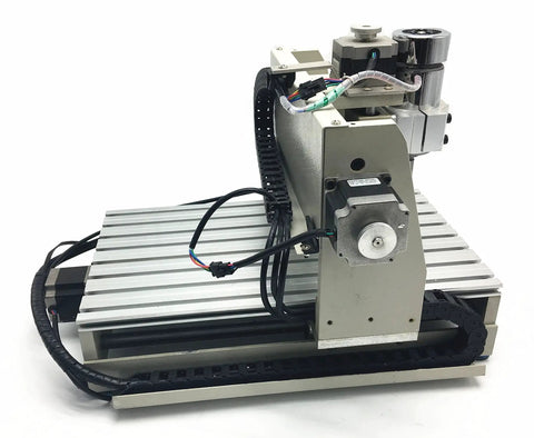 Workbench Ready CNC Router Engraver For Home Shop with aluminum body and 130x130x30 mm travel seen from side angle