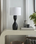 Dope Modern Wavy Black Table Lamp With 75 Inch Cord 23 Inch Tall Easy Assembly Bulb Not Included E26 Bulb Compatible on console