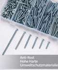 Heavy Duty Zinc Plated Machine Screw Kit With Flat And Phillips Heads For Electrical Outlet Mounting And Device Extension showing assorted screws in a divided storage container.