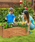 Wooden Raised Garden Bed With Drainage Holes Built Tough For Outdoor Patios And Balconies, Weatherproof Fir Wood Planter Box in garden