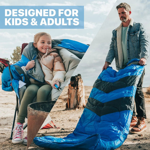Warm Weather Sleeping Bag For Adults And Kids, Lightweight Backpacking Gear, Summer Camping Essential, dual scene usage