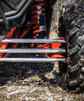 Heavy Duty Aluminum Rear Radius Arms 6 Rod Kit For Can Am Maverick X3 72 Inch Body Beefed Up Turbo X RC X MR X RS Max Complete Set With One And One Quarter Inch 7075 Aluminum Bar And Five Eighths Inch Helical Joints For Maximum Strength, rear suspension view