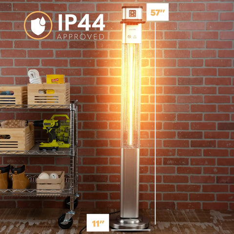 Infrared Patio Heater With Remote Control 1500 W Outdoor Electric Heater in garage, 57 inch height, weather resistant IP44.