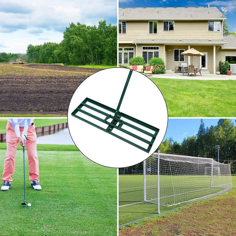 Heavy Duty Stainless Steel Lawn Leveler Rake With 30 By 10 Inch Ground Plate And 78 Inch Adjustable Handle in various settings