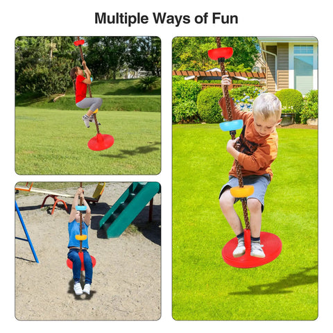 Kids enjoying Rope Ladder And Disc Swing Set For Kids, Durable Climbing Ladder For Swing Sets, outdoor fun activities.