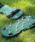 Close-up of 8 Piece Garden Aerator Shoes Straps For Lawn Soil Aeration Spiked Sandals With No-Fuss Adjustable Fit Durable Yard Care Tool