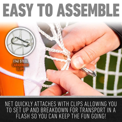 Lacrosse Goal Backstop Net No More Chasing Balls 12 Foot By 9 Foot For Backyard Practice Keeps Balls In Play assembling with clips