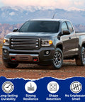 Chevy Colorado Trailboss Tow Hook Covers and GMC Canyon Silicone Rubber Upgrade on parked truck in scenic landscape