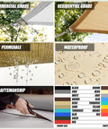 Collage showing features of Beige 12x16 Sun Shade Sail Rectangle Mesh Canopy Heavy Duty UV Block UPF50 190 GSM Commercial Grade.