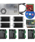 Nema 23 CNC stepper motor kit with DM556S drivers, Mach3 USB controller, and power supply for CNC router engraving.