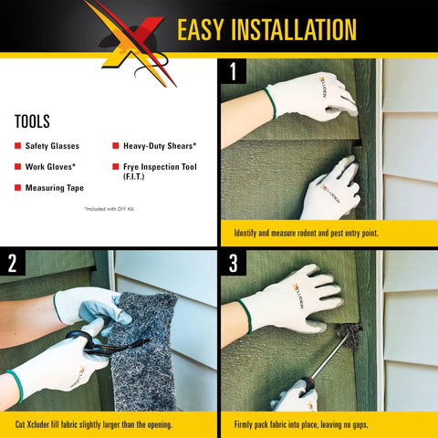 Instructions for Rodent Proof Fill Fabric Kit For Large Gaps With Inspection And Fit Tool Stainless Steel Wool Stops Rats And Mice
