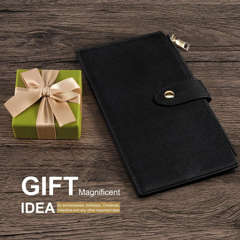RFID Blocking Wallet For Women Large Capacity Bifold Card Holder With Zipper Pocket And Multi Card Slots Premium Leather