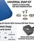 Table Mat Grounding Kit With Universal Snap Kit And 15 Foot 1M Ohm Ground Cord for ESD Safe Work Surfaces shown with components