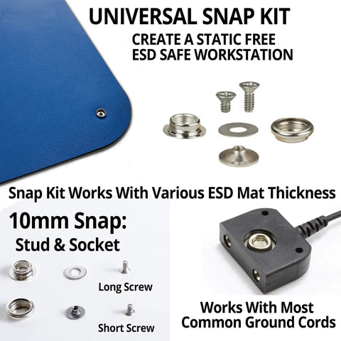 Table Mat Grounding Kit With Universal Snap Kit And 15 Foot 1M Ohm Ground Cord for ESD Safe Work Surfaces shown with components