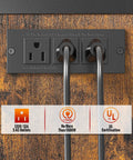 Close-up of power strip on Power Tool Organizer With Built In Power Strip And 3 Outlets For Garage And Workshop.