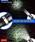 Rechargeable LED Flashlight With COB Sidelight Beast Mode Bright High Lumen Beam Zoomable Tactical Light demonstrating zoom modes