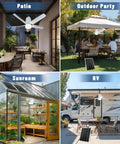 Solar Outdoor Ceiling Fan Light 31.5 Inch With Remote Portable Gazebo Fan 60W Dual Solar Panels 3000K To 6000K LED 40000mAh in various settings