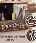 Cozy Coffee Bar Wall Sign For Kitchen And Cafe Decor Vintage Farmhouse Cafe Sign Small Countertop Coffee Station Wall Art Rustic Coffee Decor For Home Kitchen Perfect Gift, 3D lettering detail