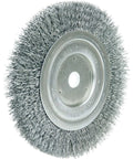 Knock Out Stubborn Rust Fast With This Heavy Duty 6 Inch Medium Face Bench Grinder Wheel Featuring Crimped Steel Wire Brush.