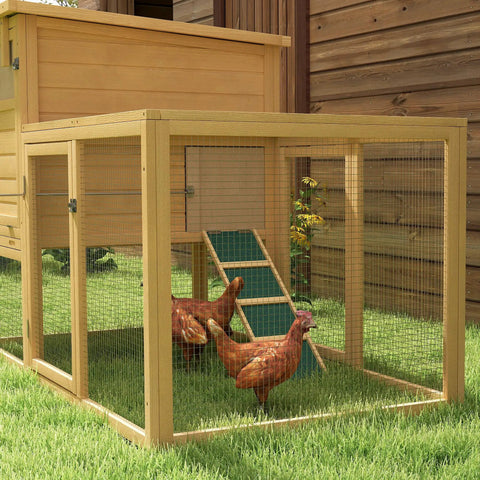 75 Inch Wooden Chicken Coop With Nesting Box And Removable Tray, Outdoor Hen House With Ramp Run For Garden Backyard