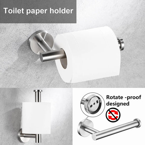 Heavy Duty Brushed Nickel Bathroom Hardware Set Includes 16 Inch And 23.6 Inch Round Towel Bars, Hand Towel Ring, Toilet Paper Holder