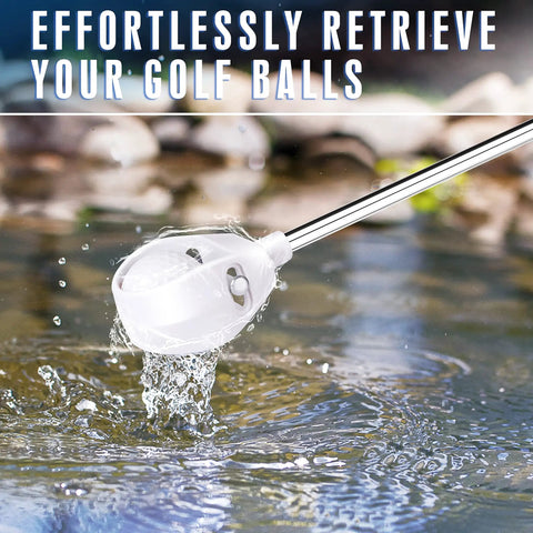 Upgraded Auto Locking Golf Ball Retriever with 9-foot reach picking a ball from water