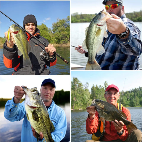 Anglers showcasing catches with Carbon Fiber Telescopic Fishing Rod And Spinning Reel Combo With 12 Plus 1 Shielded Bearings